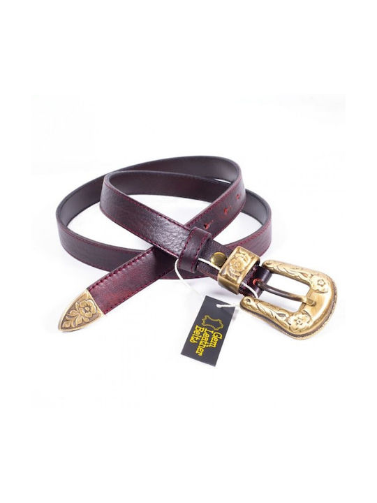 Gem Leathers Leather Women's Belt Burgundy