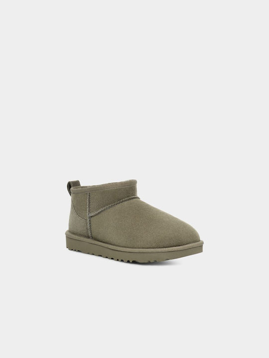 Ugg Australia Classic Ultra Mini Leder Damen Knöchelstiefel Moss Green