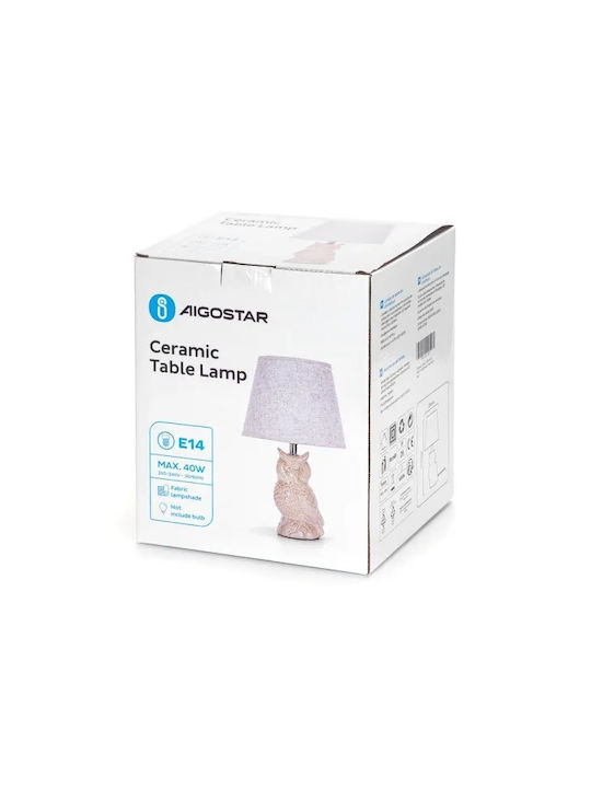 Aigostar Ceramic Table Lamp for Socket E14 with Beige Shade and Base
