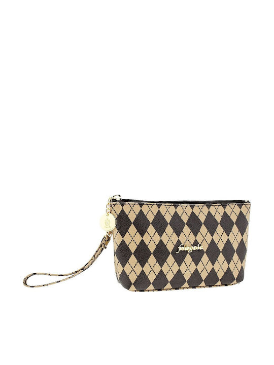 Groß Damen Geldbörse Klassisch Beige Squares