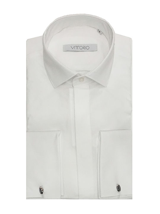 Vittorio Artist Men's Shirt Long Sleeve Cotton White