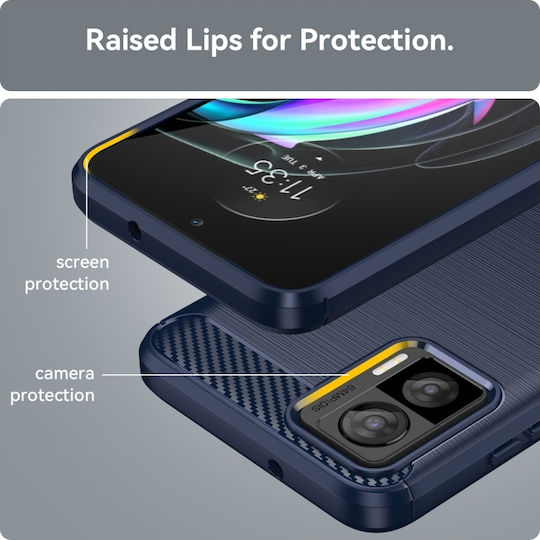Neo Brushed Texture Carbon Fiber Задна корица Силикон Син (Motorola Edge 30)