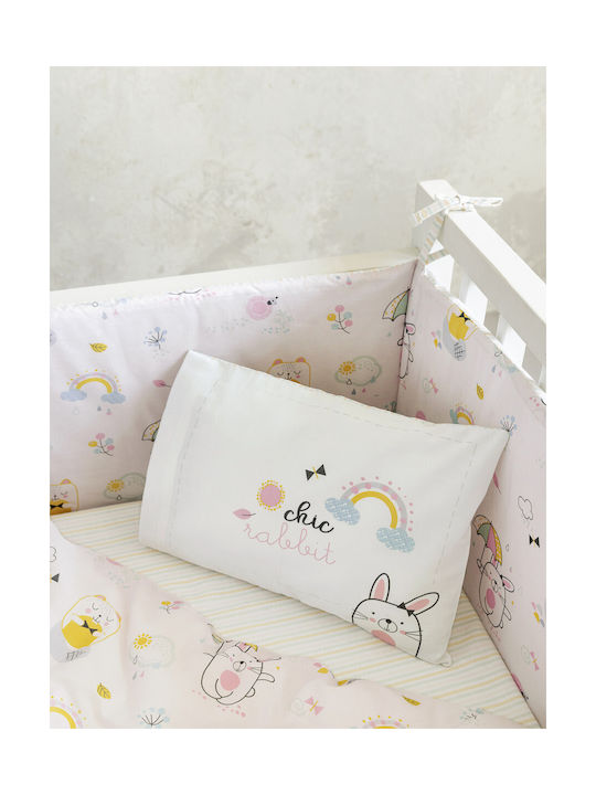Nima Baby Bettbezug Set mit Kissenbezug Chic Rabbit Rosa 110x145cm.