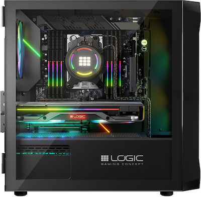 Logic AM-PORTOS-10-0000000-0002 Mini Tower Computer Case with RGB Lighting Black