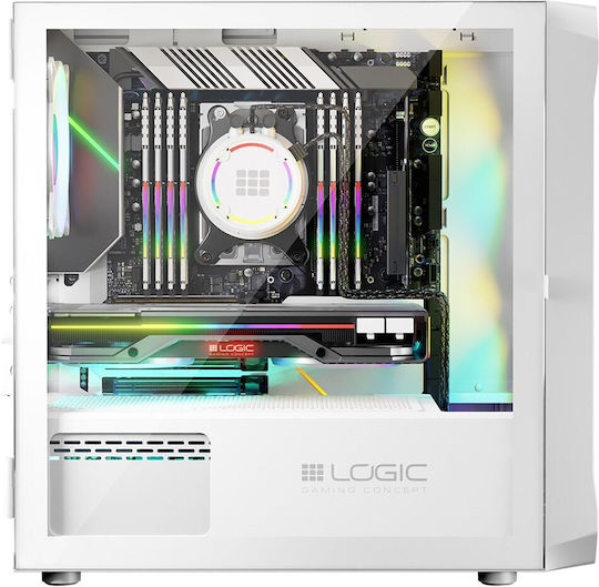 Logic Portos ARGB Gaming Mini Tower Computer Case with White Side Window