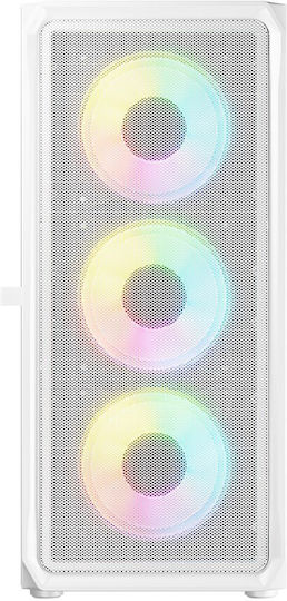 Logic Portos ARGB Gaming Midi-Turm Computergehäuse mit Seitenfenster Weiß