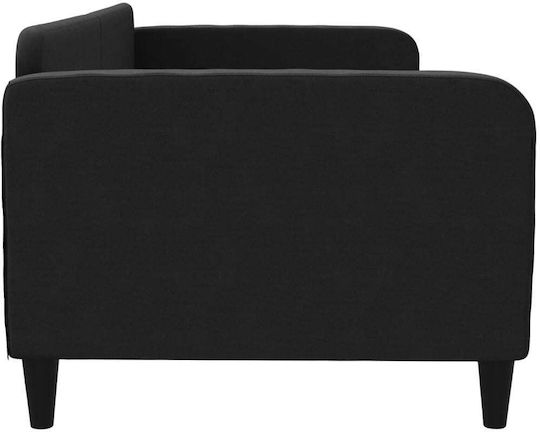 Sofa Bett Einzelbett Mit Stoff bezogen Schwarz mit Latten für Matratze 90x200cm
