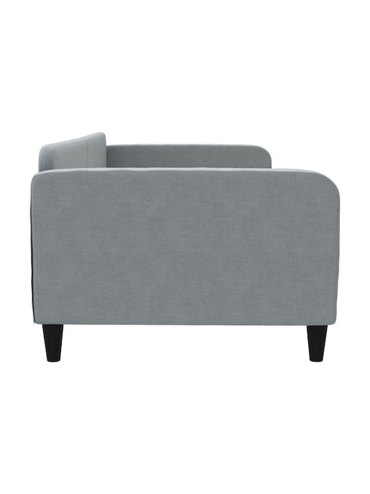 Sofa Bed Single Upholstered with Fabric Gray with Slats for Mattress 100x200cm
