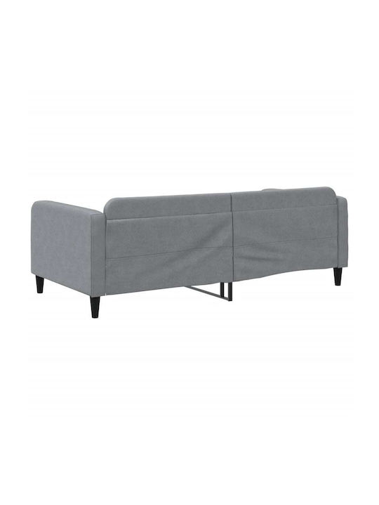 Sofa Bed Single Upholstered with Fabric Gray with Slats for Mattress 100x200cm