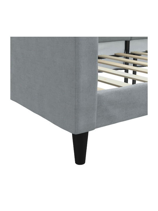 Sofa Bed Single Upholstered with Fabric Gray with Slats for Mattress 100x200cm