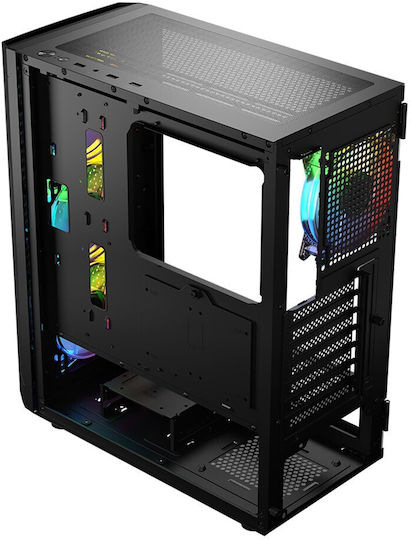 Logic Aramis ARGB Геймърско бюро Midi Tower Компютърна кутия със страничен прозорец Черен
