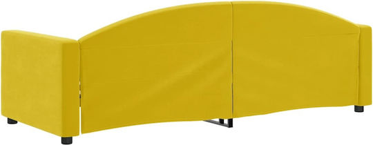 Sofa Bed Single Upholstered with Fabric Yellow with Slats for Mattress 80x200cm