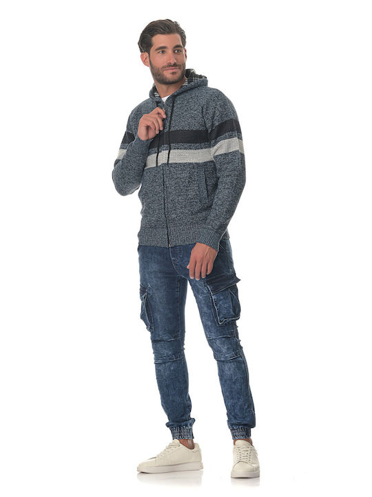 G Secret Men's Fleece Hooded Cardigan Blue