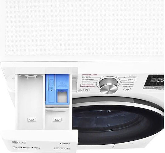 LG Πλυντήριο-Στεγνωτήριο Ρούχων 7kg/5kg Ατμού 1200 Στροφές με Wi-Fi