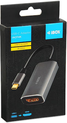 iBox Converter USB-C male to HDMI female Silver (IACF4K)