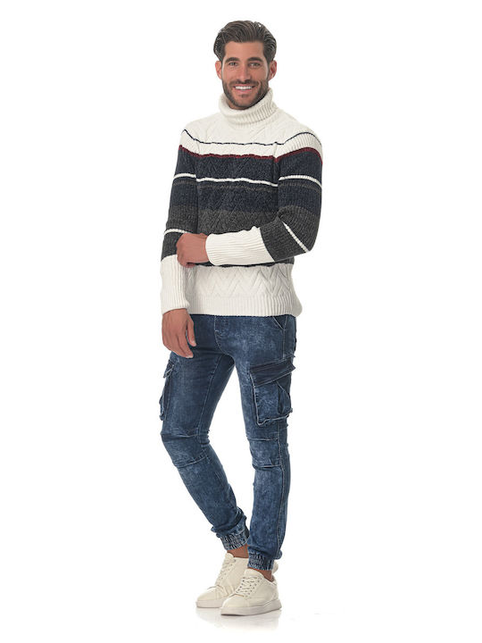 G Secret Men's Long Sleeve Sweater Turtleneck White