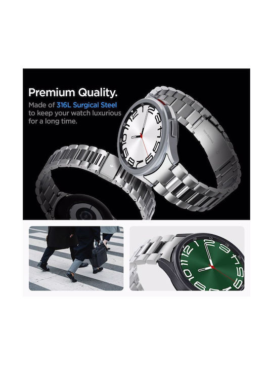 Spigen Modern Fit Λουράκι Ανοξείδωτο Ατσάλι Ασημί (Samsung Galaxy Watch 6 Classic 47mm)