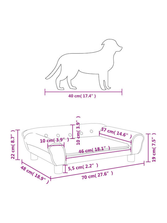 vidaXL Sofa Hundebett Beige 70x48cm.