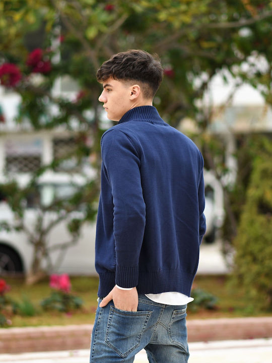 Herren Strickjacke mit Knöpfen Blau
