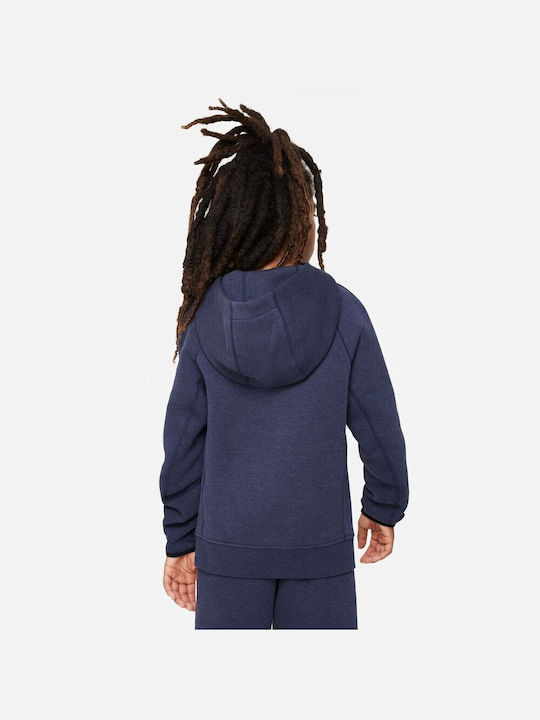 Nike Fleece Kids Sweatshirt with Hood Blue Sportswear Tech