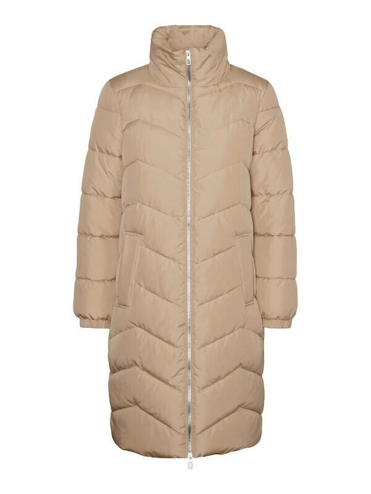 Lang Damen Puffer Jacke für Winter Braun