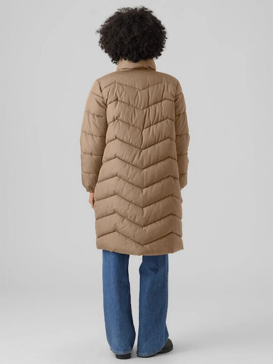 Lang Damen Puffer Jacke für Winter Braun