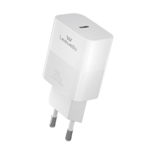 Leewello Încărcător cu Port USB-C și Cablu USB-C 20W Albς (LW-CDQ18)