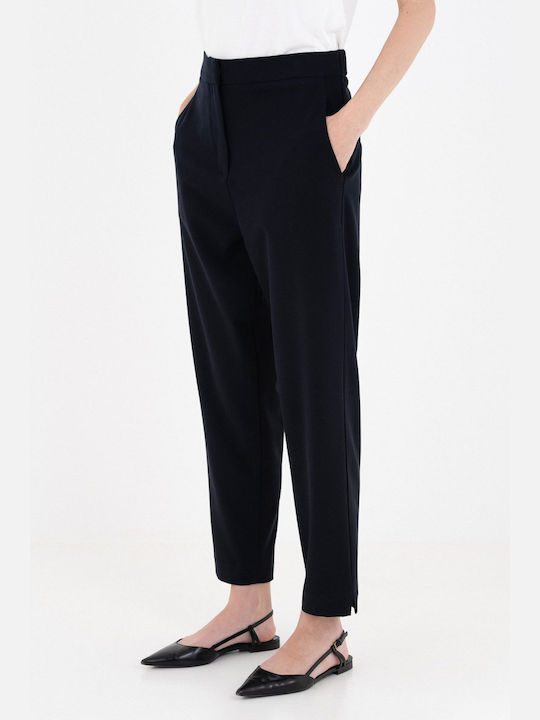 Philosophy Wear High Waisted Elastic Regular Fit Pant with Zipper Black