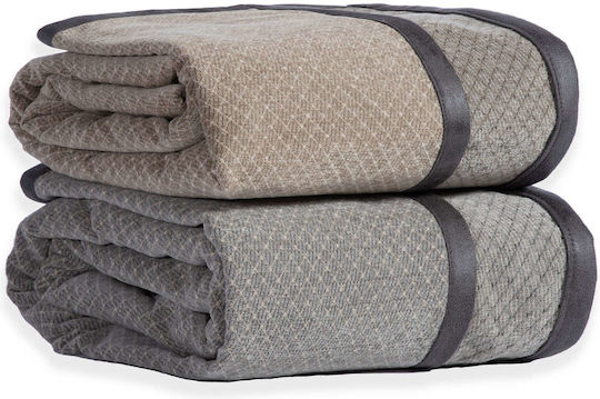 Nef-Nef Homeware Brand Sofa Throws 2 Seater 2 Sides Jacquard 170x250cm Beige