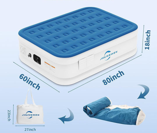 Jhunswen Inflatable Single Air Mattress with Integrated Electric Pump 191x99x48cm