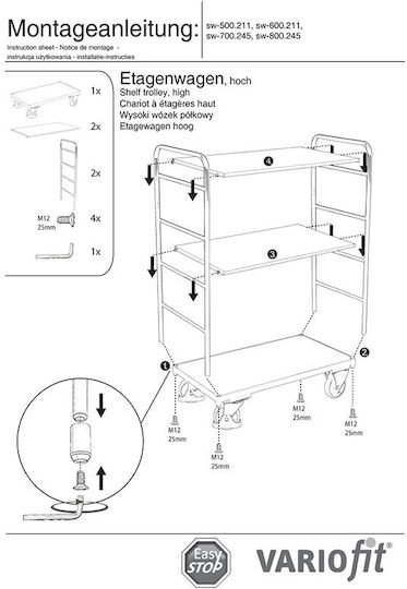 Variofit Transport-Wagen for Load Weight up to 250kg in Blau Color