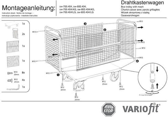 Variofit Transport-Wagen for Load Weight up to 500kg in Blau Color