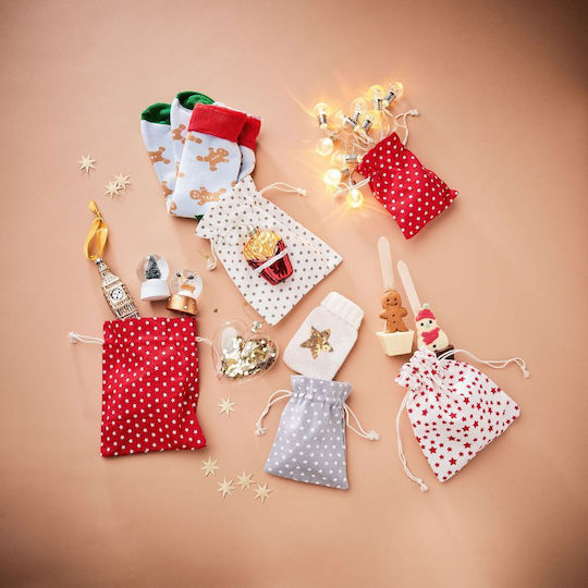Butlers Stoff Weihnachtlich Beutel für Geschenke Rot 14x18cm.