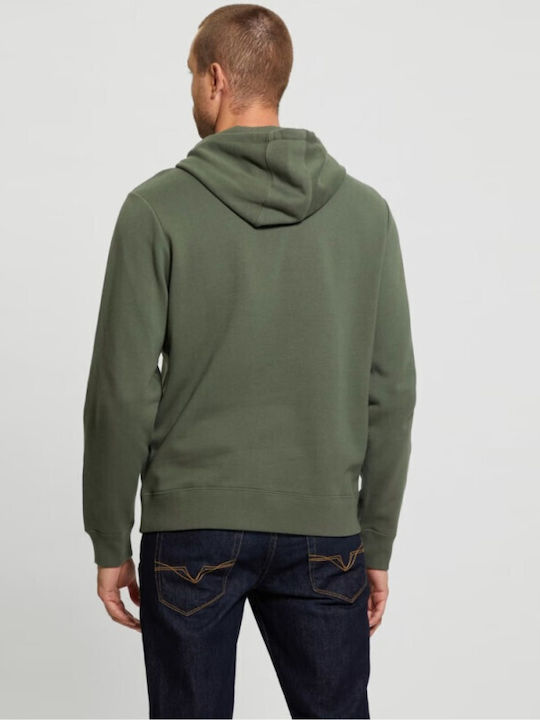 Guess Men's Sweatshirt with Hood and Pockets Khaki