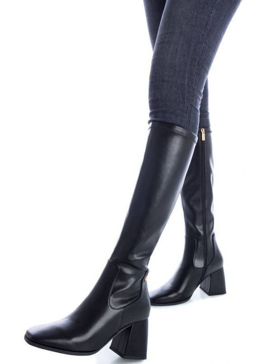 Xti Synthetic Leather Women's Boots with Zipper Black