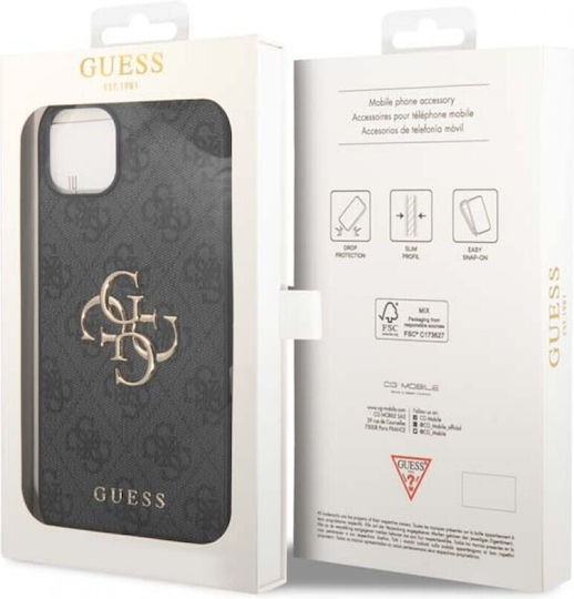 Guess Metal Logo Back Cover Plastic Gray (iPhone 15)