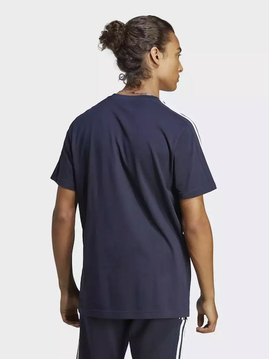 Adidas Essentials Single Jersey 3-stripes Ανδρικό T-shirt Κοντομάνικο Μαύρο