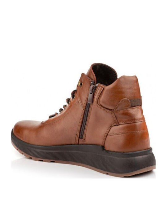 Leather Tabac Brown Men's Boots Anatomical with Zipper
