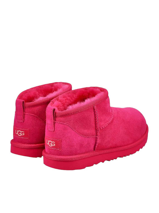 Classic Suede Kids Boots with Zipper Fuchsia