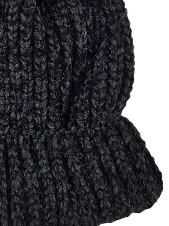 Pom Pom Beanie Γυναικείος Σκούφος Πλεκτός σε Μαύρο χρώμα
