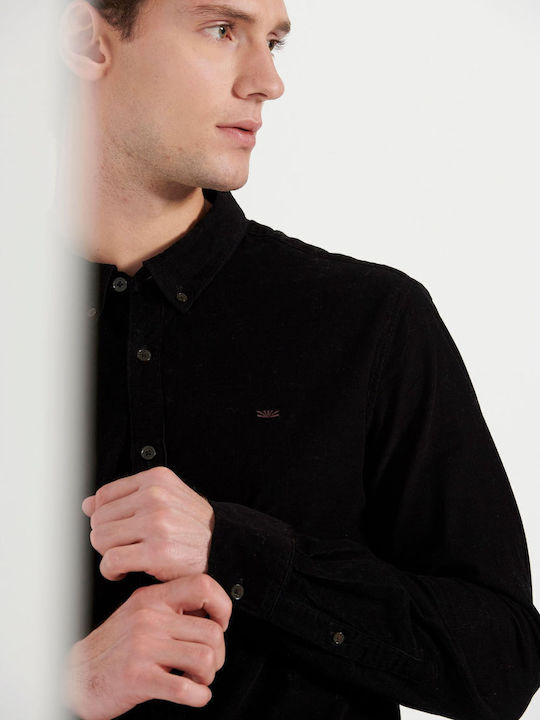Long-sleeved Corduroy Shirt Black