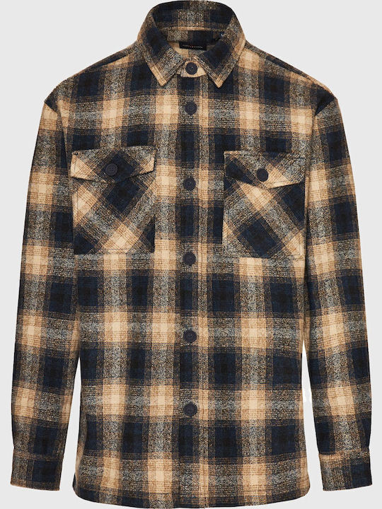 Long Sleeve Flannel Overshirt In Regular Fit Checked Checked