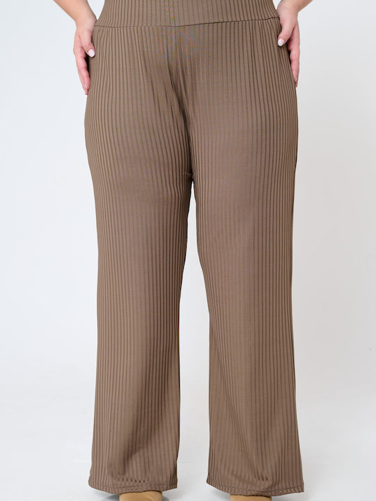 Women's Trousers with Rubber Band Brown