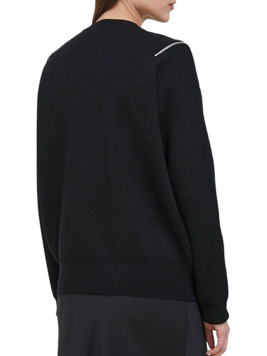 DKNY Women's Long Sleeve Sweater with Zipper Black