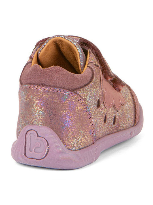 Anatomisch Lederne Kinderstiefeletten mit Klettverschluss Rosa