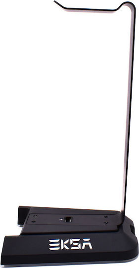 Eksa EK210125B Desk Mounted Headphone Stand with LED Lighting and USB Port Black