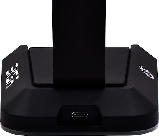 Eksa EK210125B Desk Mounted Headphone Stand with LED Lighting and USB Port Black