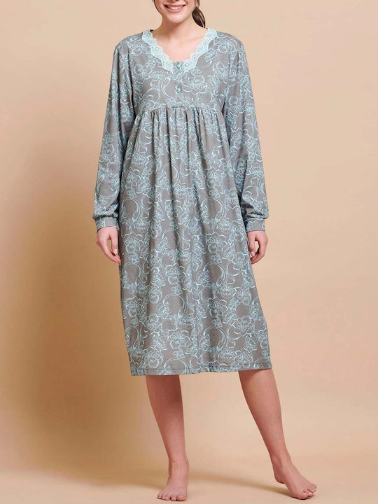 Jeanette Winter Cotton Women's Nightdress Gray