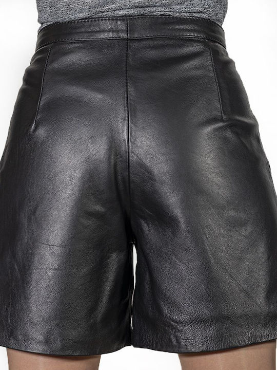 Ageridis Leather Femei Piele Pantaloni scurți Negru