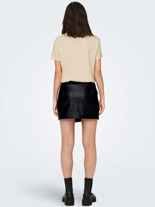 Only Leather Mini Skirt in Black color
